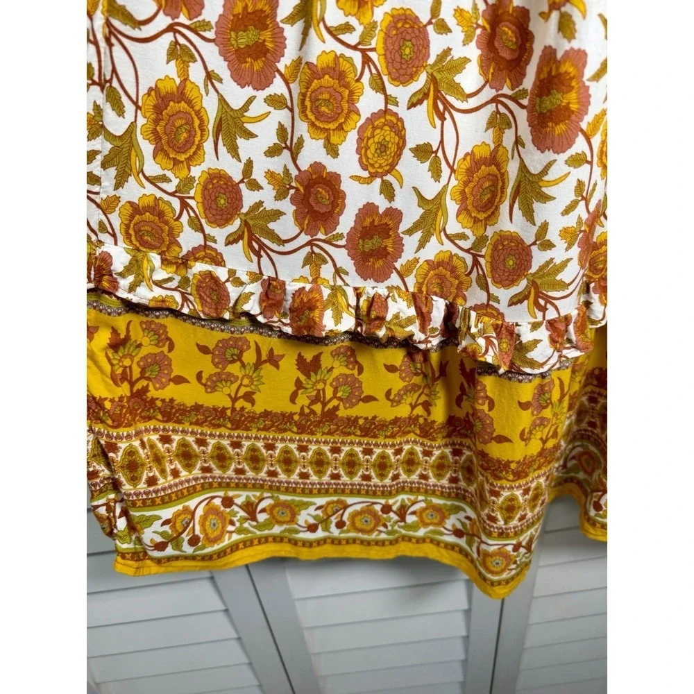 Alice Blue Floral Boho Tiered Ruffle Maxi Skirt Cottagecore Women's Size Small - Picture 7 of 11
